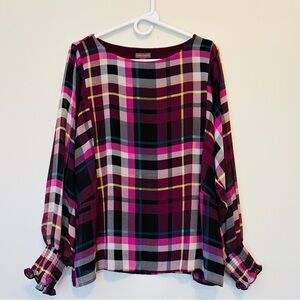 Vince Camuto Multicolor Plaid Blouse